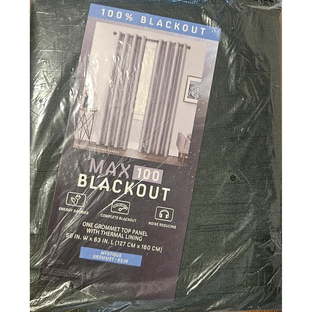 JCPenney Max 100 Blackout Mystique Dark Green Grommet Curtain Panel 50x63